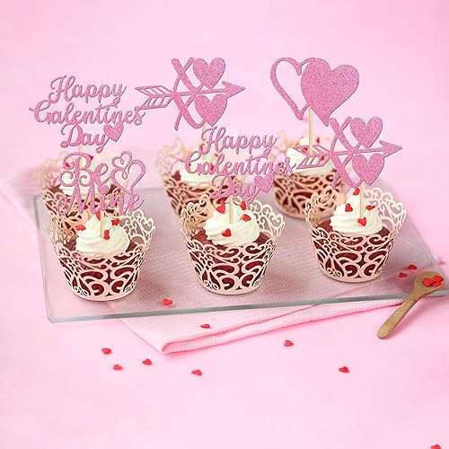 Miniatura 6 de 36 piezas de decoración para cupcakes con purpurina para el día de San Valentín dulce amor sé mío para el día de San Valentín boda despedida de