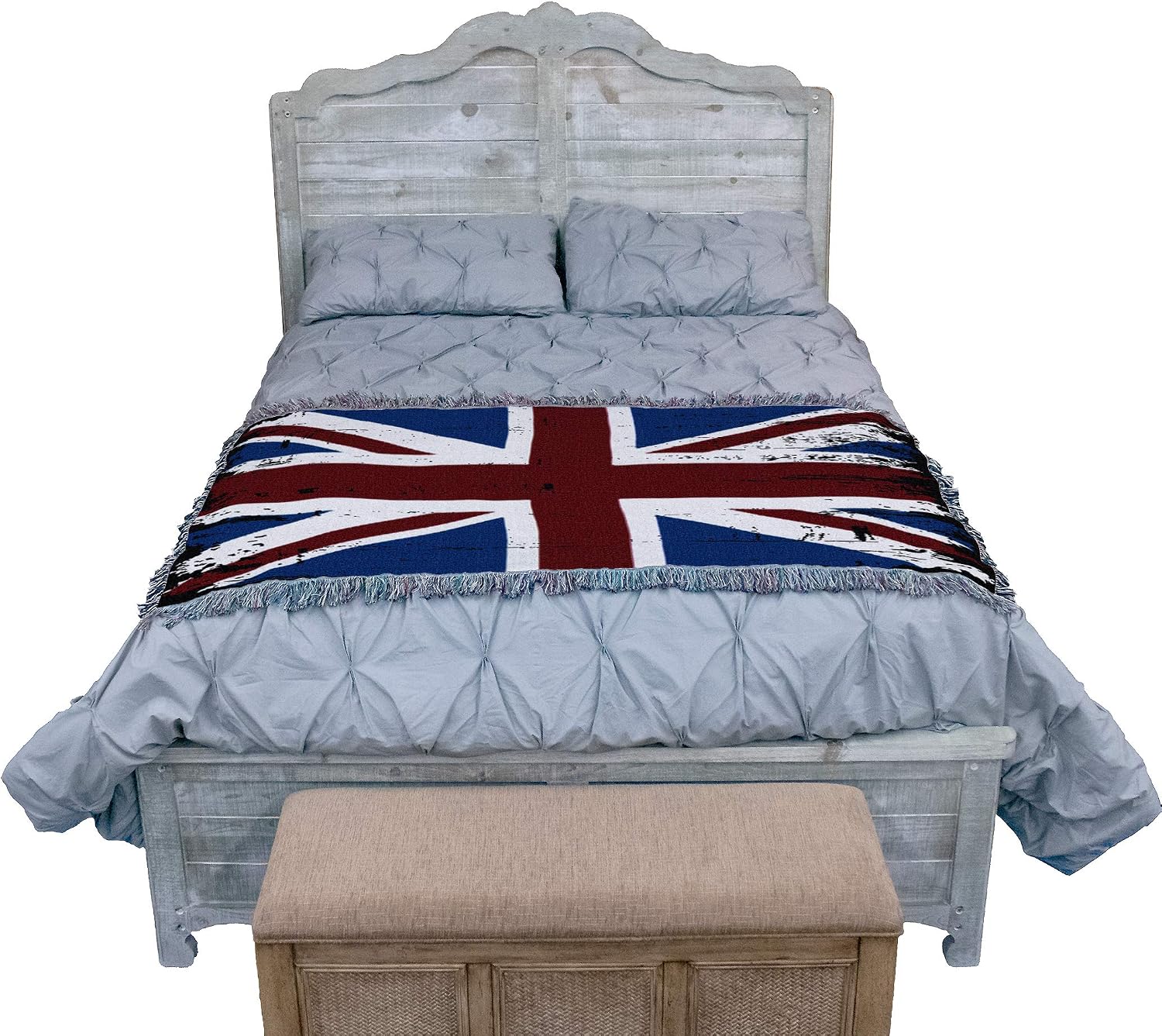 Pure Country Weavers United Kingdom - Union Jack Flag Blanket - Gift Tapestry Throw for Back of Couch or Sofa - Woven from Cotton - Made in the USA (61x36)