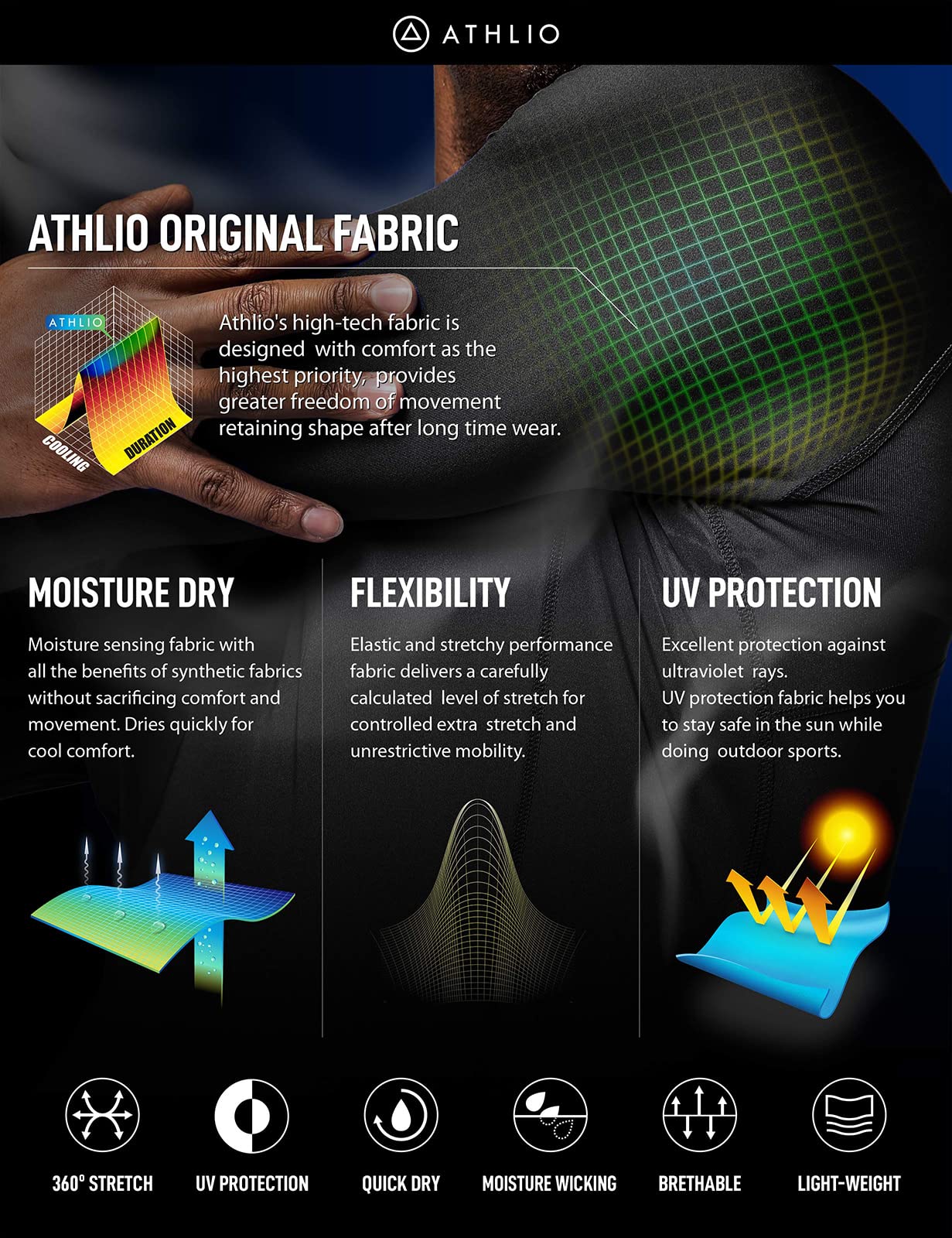 ATHLIO Camisas de compresión de manga larga UPF 50+ para hombre, capa base de protección contra erupciones para deportes acuáticos, camiseta de entrenamiento atlético