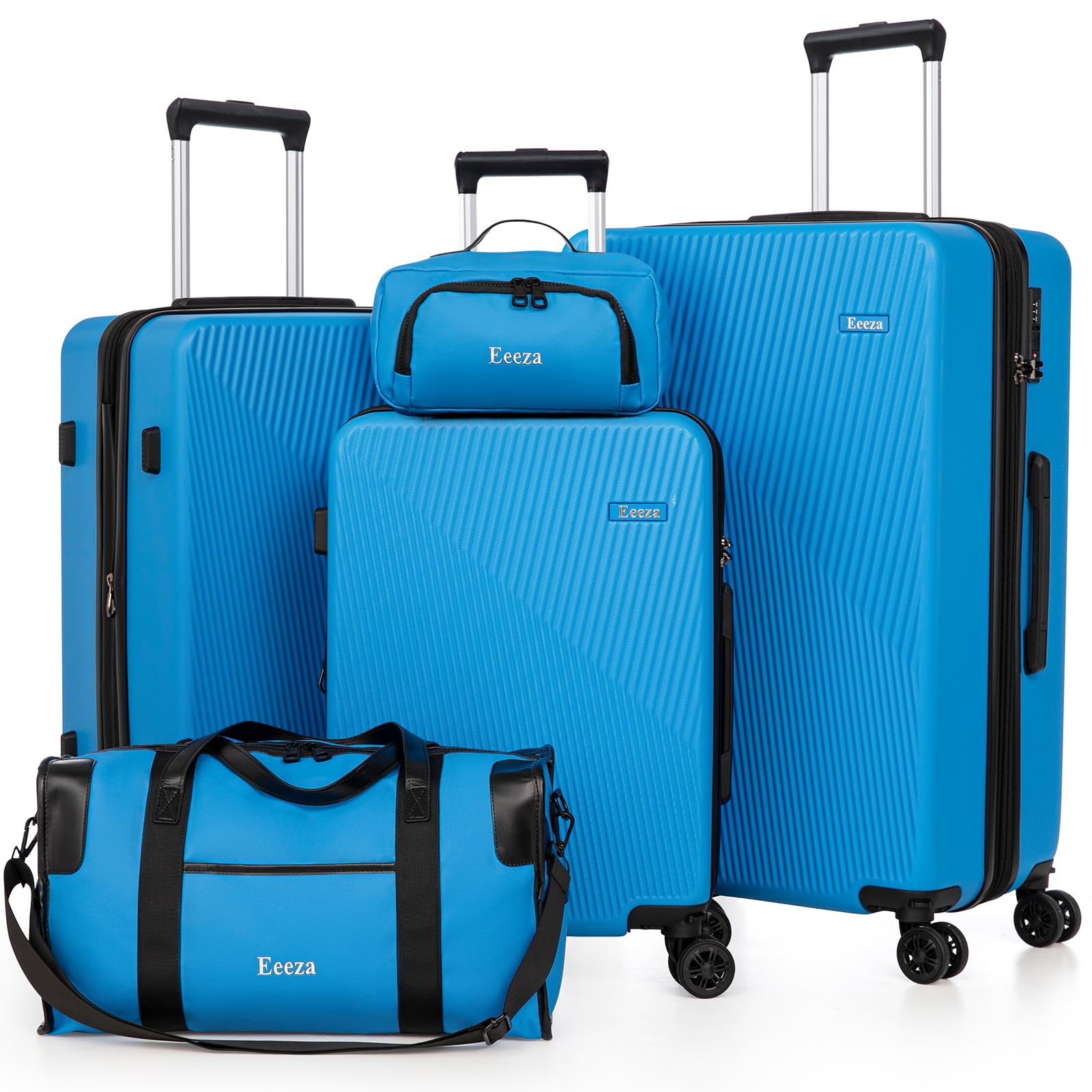 5 Piece Hardshell Luggage Set TSA Lock Spinner Wheels IceBlue | 20/24/28" ABS Suitcases with Detachable Wheels, Water-Repellent Exterior,Ergonomic Grip for Daily Long-Distance Travel