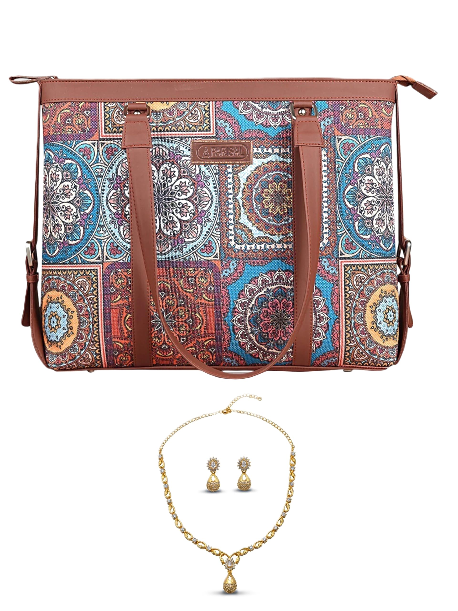 Stylish Tote Bags for Office Use | Laptop Bag 15.6 inch | Purse for Women | Vegan Leather Handbag | Daily & Travel Use |-image-8