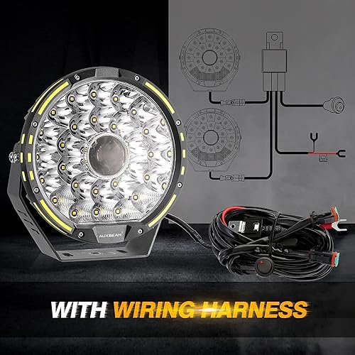 Miniatura 8 de Auxbeam Luces ámbar para todo terreno de 9 pulgadas, luces redondas para todo terreno con cubiertas amarillas ámbar, kit combinado de 270 W 37776 LM