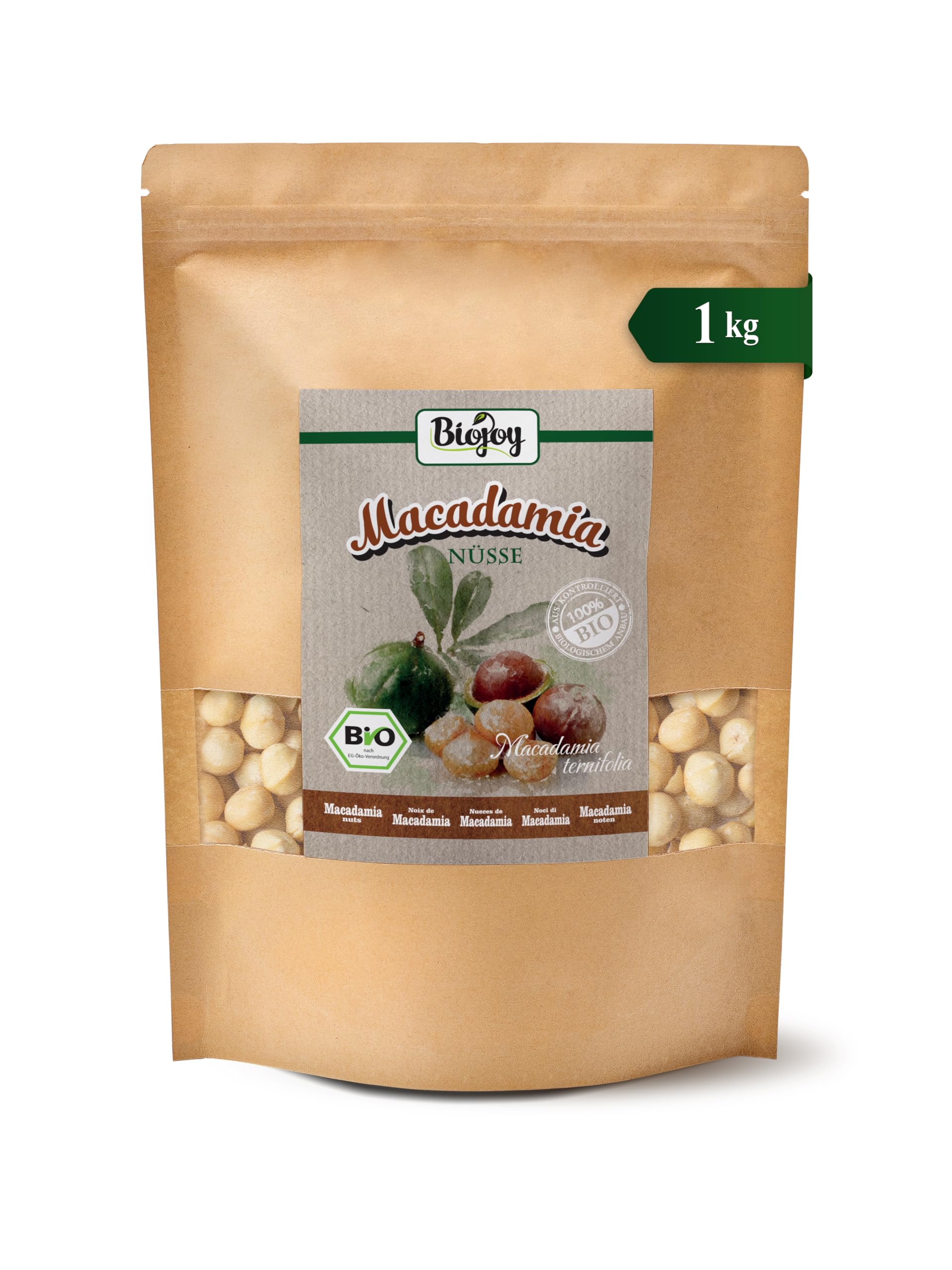 Biojoy Noci di Macadamia BIO (1 kg), crude e naturali, senza sale e non tostate