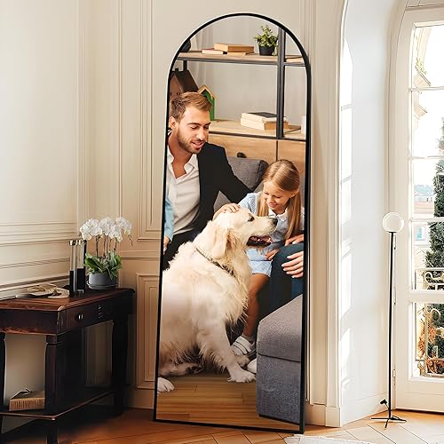 Miniatura 3 de PexFix Espejo arqueado de longitud completa de 57 x 20 pulgadas, espejo de pared independiente inclinado o colgado, marco de aleación de aluminio