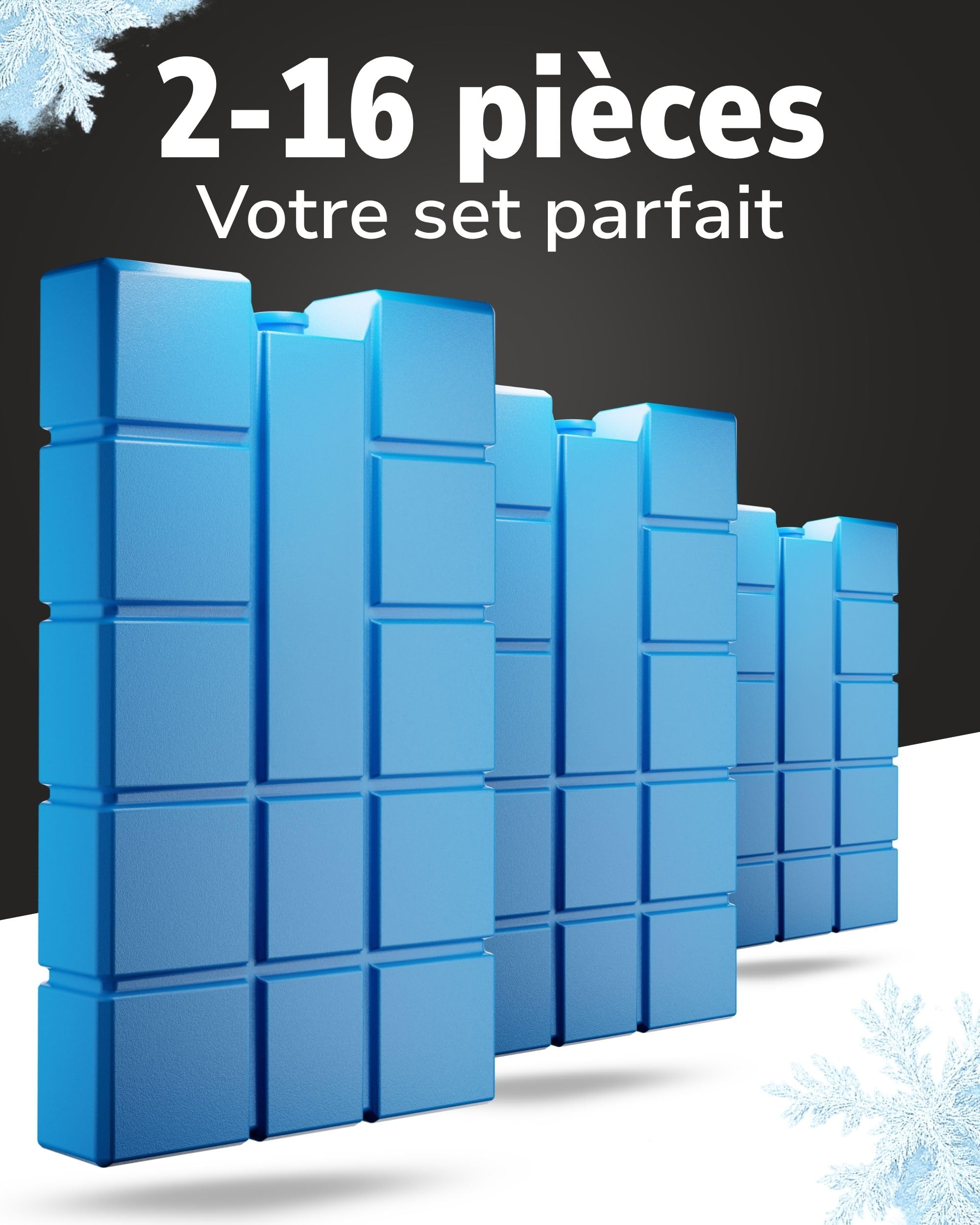 ToCi Lot de 2 à 16 blocs réfrigérants de 200 ml chacun - Éléments réfrigérants compacts pour sac isotherme et glacière - Réutilisables sans BPA - Jusqu'à 12 h de refroidissement - Qualité européenne