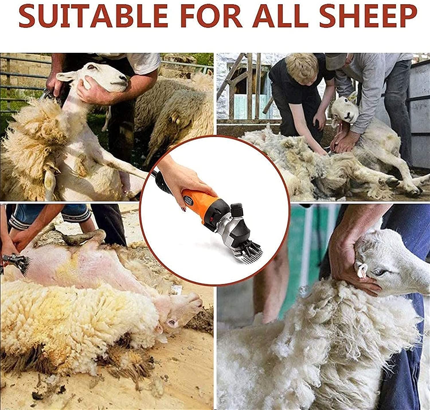 Cortadora de Pelo Esquiladora eléctrica de ovejas 690W Esquiladora eléctrica Profesional de Servicio Pesado Esquiladora eléctrica agrícola de 6 velocidades para Cabra Alpaca (Amarillo)