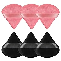 Vista 27 de Pimoys 6 esponjas de maquillaje de terciopelo para polvo suelto y triángulo suave para rostro, color negro