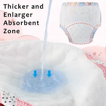 UNIFAMILY Potty Training Pants 2-3 Years Absorbent Reusable Training Pants Girls 2-3 Pink Upairy Toilet Training Underwear for Toddlers (8 Pack)