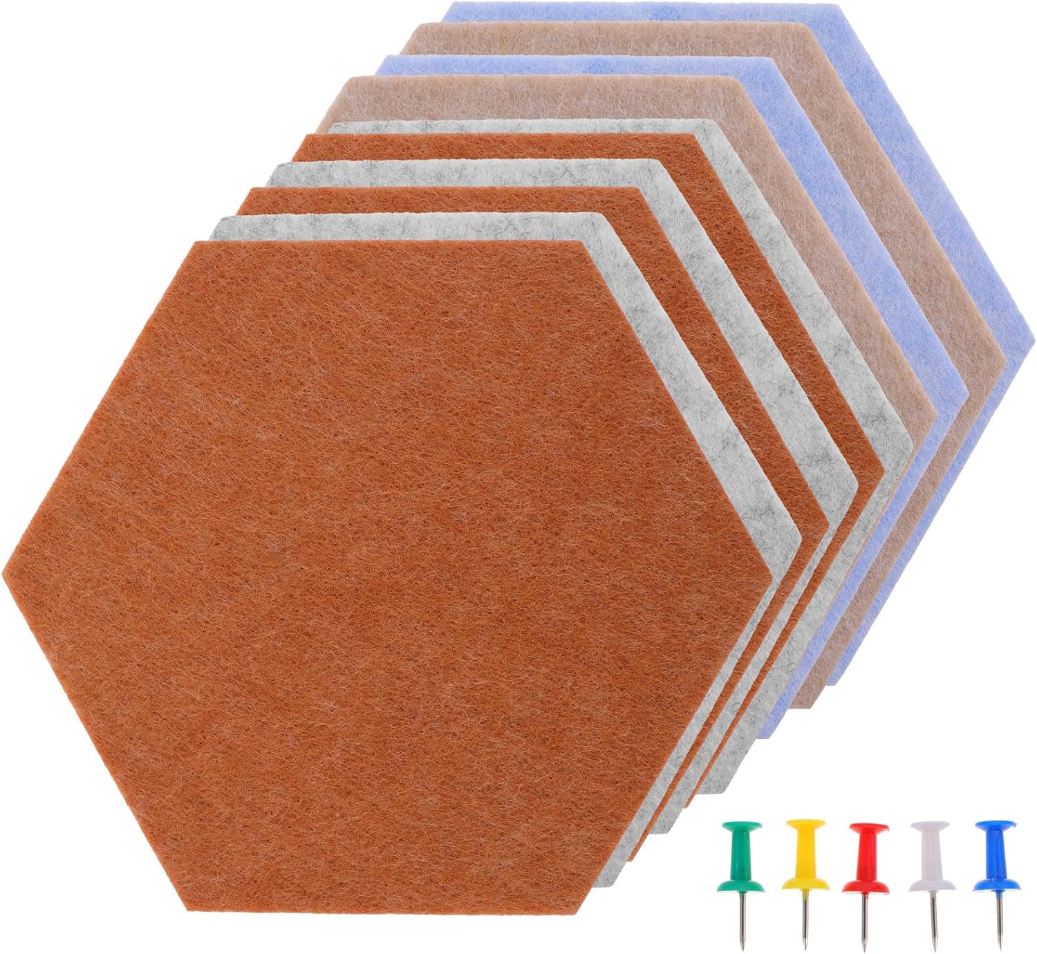 Hexagon Bulletin Board Felt Wall Tiles 9Mm Thick Small Adhesive Pin Board for Home Office Memo Display Decorative 10Pcs Set
