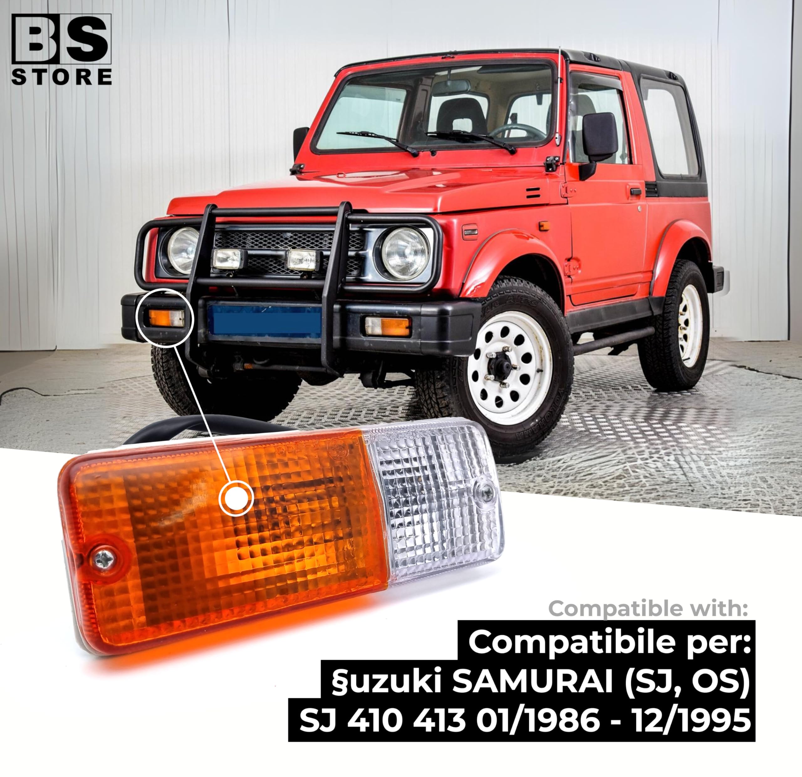 BSSTORE Faro delantero intermitente para SAMURAI SJ 410 413 1986-1995 (derecho - lado del pasajero)