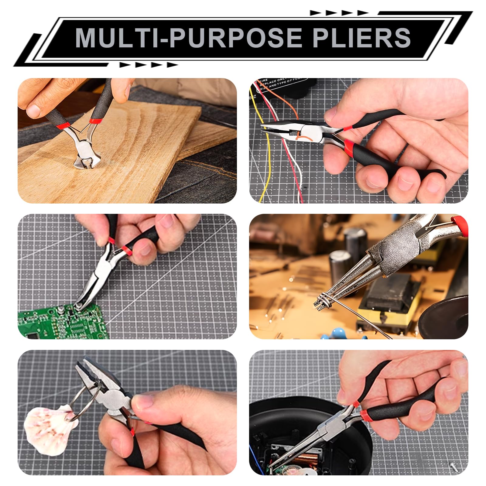 Workshop Pliers Set, Round Nose Earring, Curved Nose Earring, Steel Wire, Needle Nose Pliers - Image 4