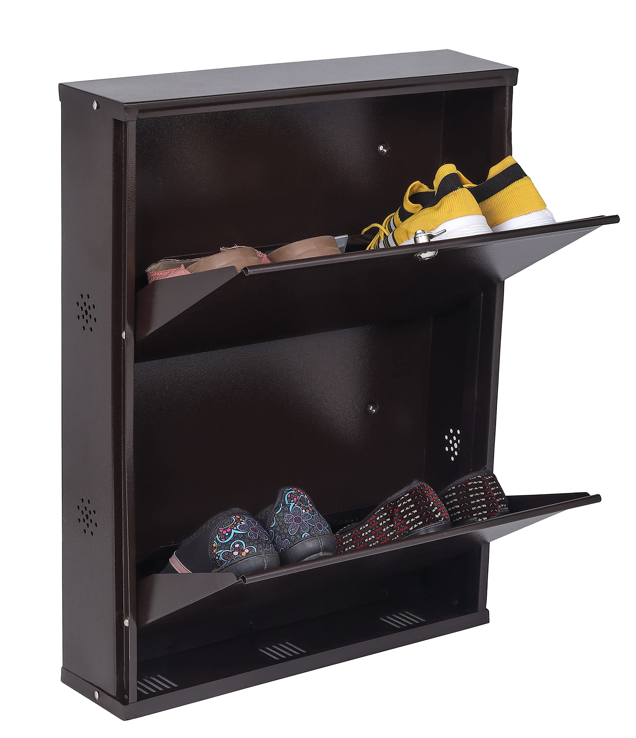 JAIMINI-Metal Shoe Rack for Home with Doors & Lock | Wall Mount Cabinet | Holds Up to 4 Pairs-image-36