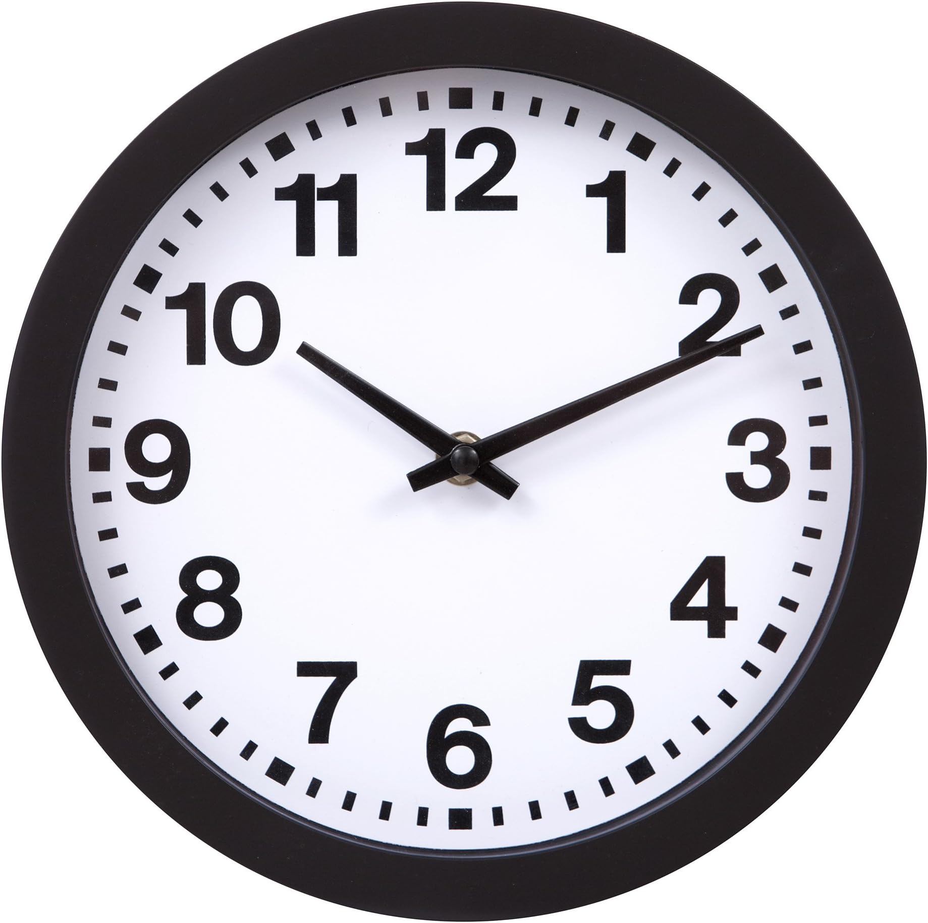 Patton Wall Decor 9 Inch Round Black Wall Clock with Bold Numbers