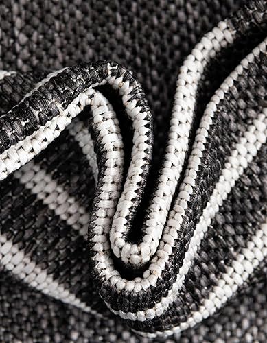 Miniatura 7 de Unique Loom Outdoor Modern Collection - Alfombra redonda de 13 pies, color gris carbónmarfil