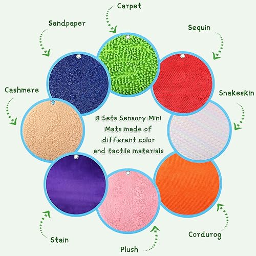 Miniatura 2 de Boao Juego de 8 mini alfombrillas sensoriales surtidas texturizadas, tapetes sensoriales para textura, azulejos sensoriales educativos táctiles