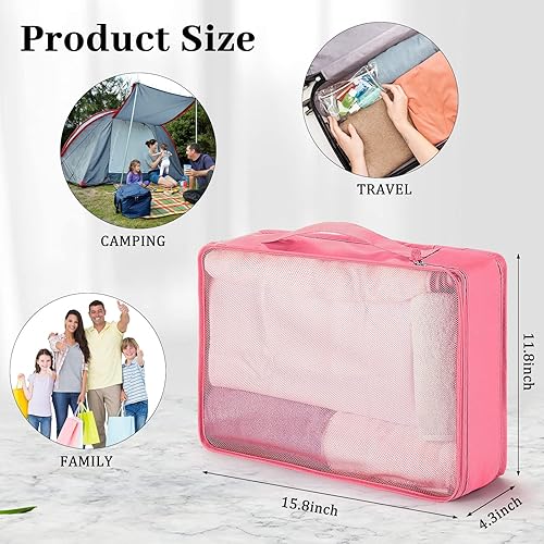 Vista 2 de Tudomro 12 cubos de equipaje grandes para maleta, de malla, organizadores de viaje, organizadores de equipaje para viajes, camping, senderismo