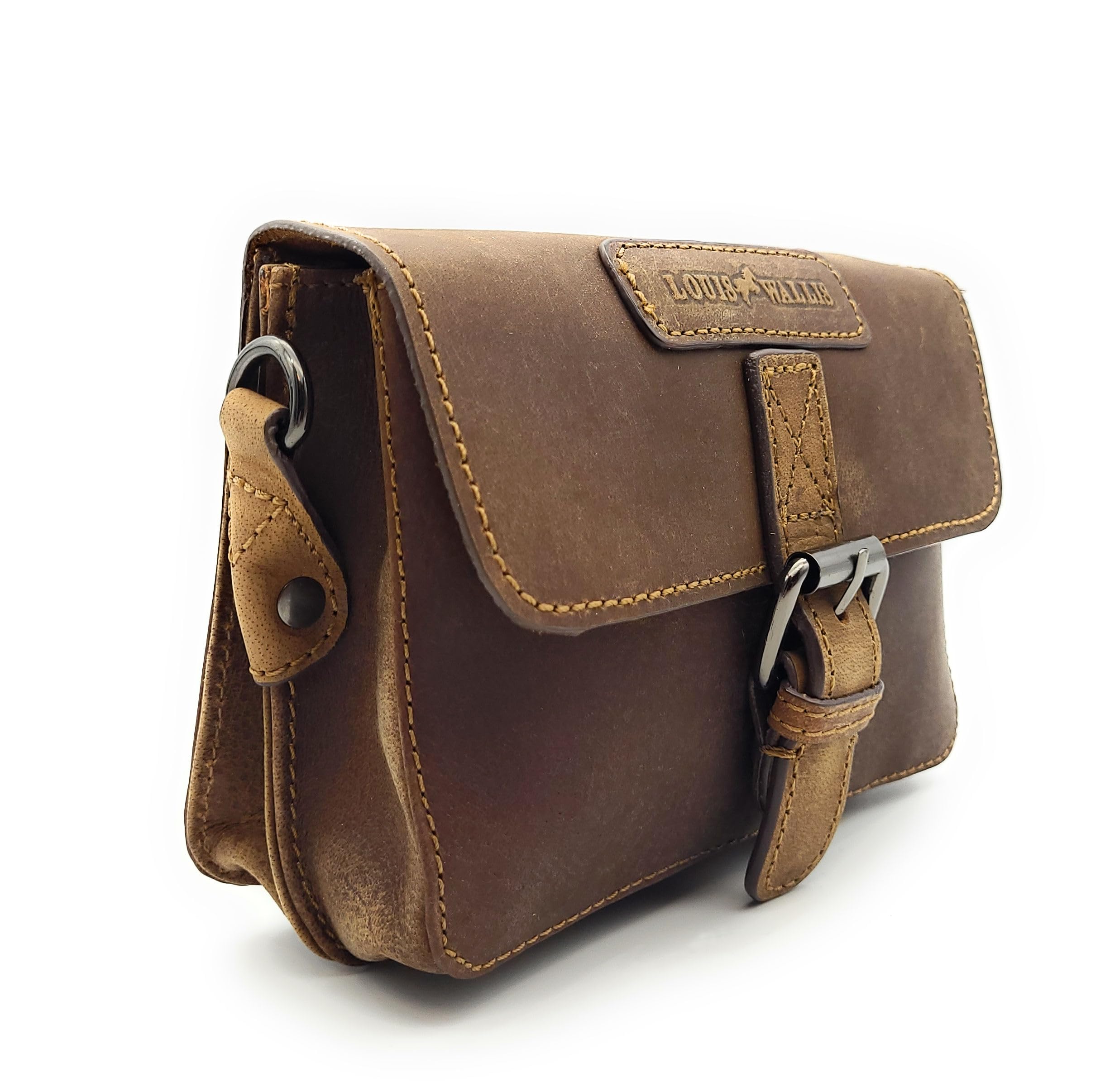 Gürteltasche aus Hunterleder – Vintage Herren & Damen Leder Bauchtasche – Hüfttasche mit Gürtelschlaufen & abnehmbarem Schultergurt – Praktisch & stilvoll für Alltag & Reisen (Dunkelbraun A)