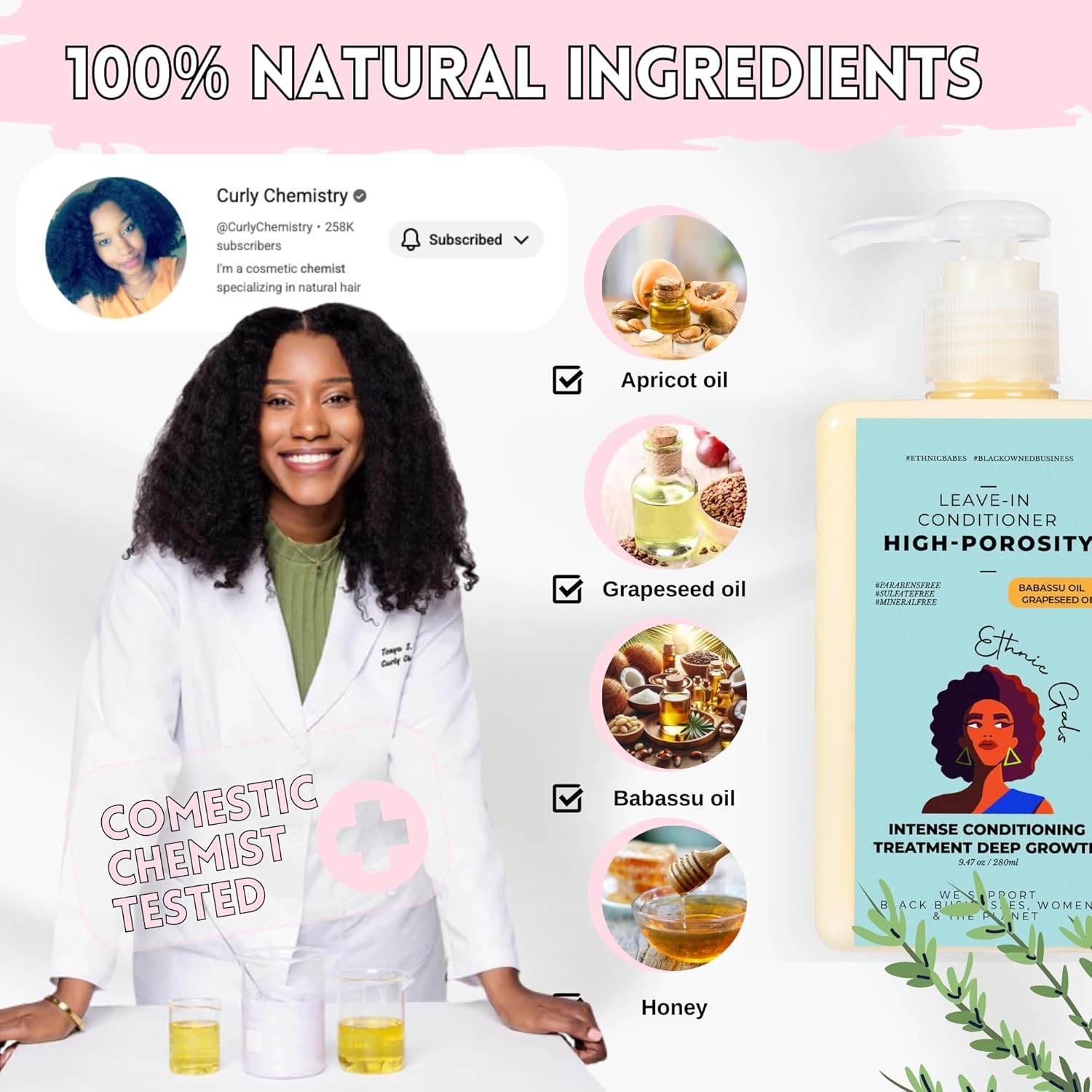 High Porosity Leave In Conditioner, with Shea Butter & Aloe - 9.5 fl oz - Deep Moisturizing Conditioner Hydration for Curly Natural Hair, High Porosity Hair Products | Ethnic Gals