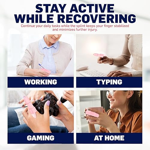 Miniatura 5 de Doctor Developed - Férula y manual para dedos  Dedo de gatillo, artritis, RSI  Se adapta a anillo, índice, meñique y medio  2 tamaños (rosa, SM)