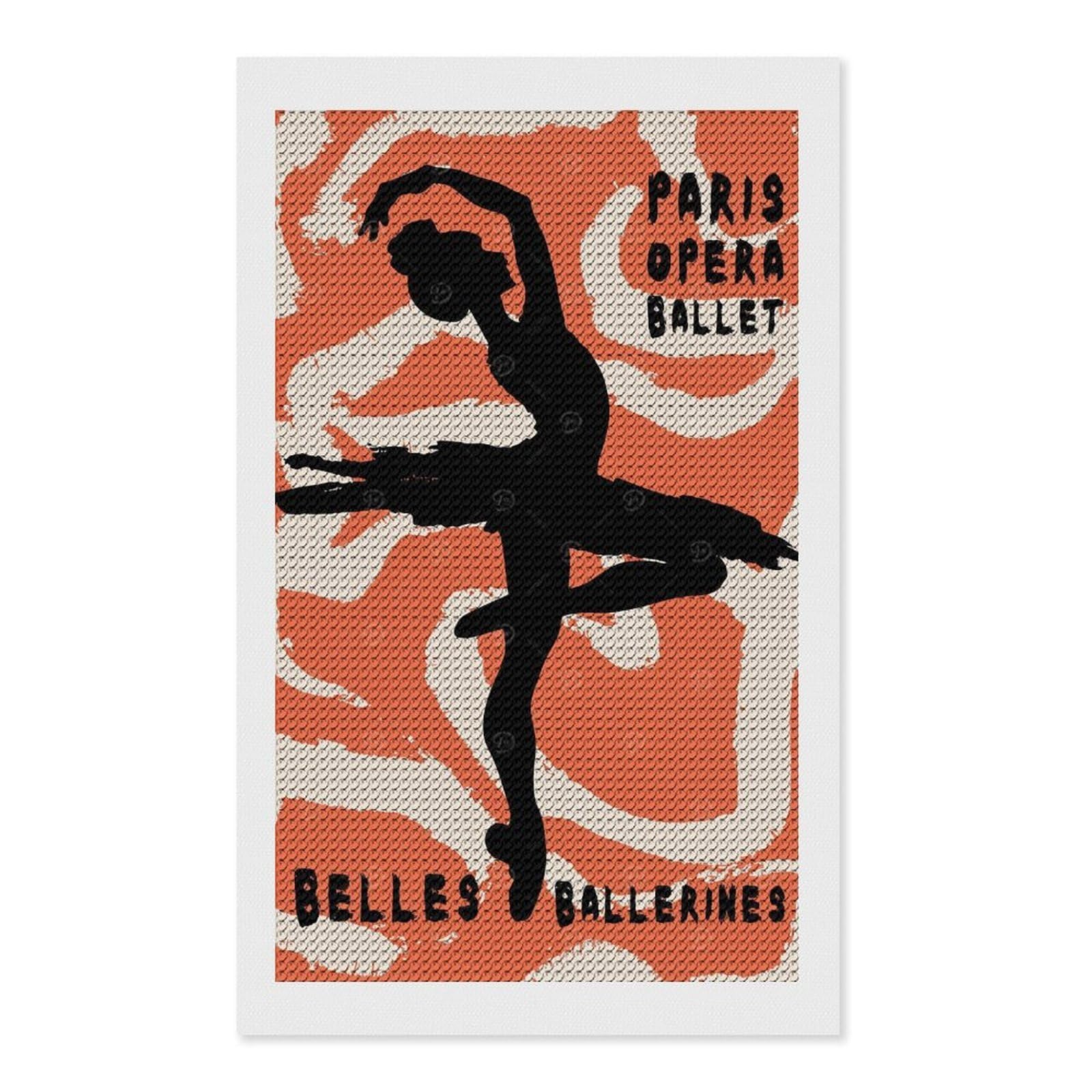 Junmoney Belles Ballerines Diamond Art Kit 12"x20", Neat Printed Canvas, Finish and Display, Relaxing DIY Hobby, Living Room Decor