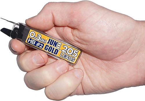 Vista 28 de June Gold 640 unidades, 1/64 pulgadas (0.5 mm) 2B repuestos de mina, 160 piezas por tubo, grosor fino, resistente a la rotura, grafito