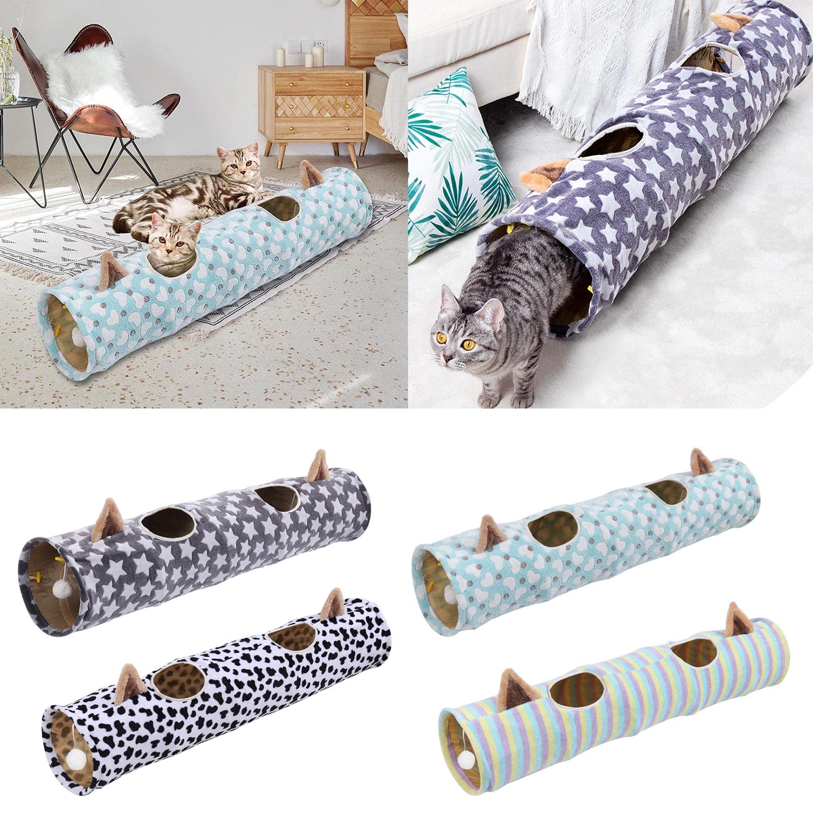 Tunnel per Gatti Casa a Scomparsa per Animali Domestici Nascondiglio Caldo Tubo Tenda da Gioco Letto per Gattini Palle Giocattolo interattive Case per Letti per Gatti all ' Aperto