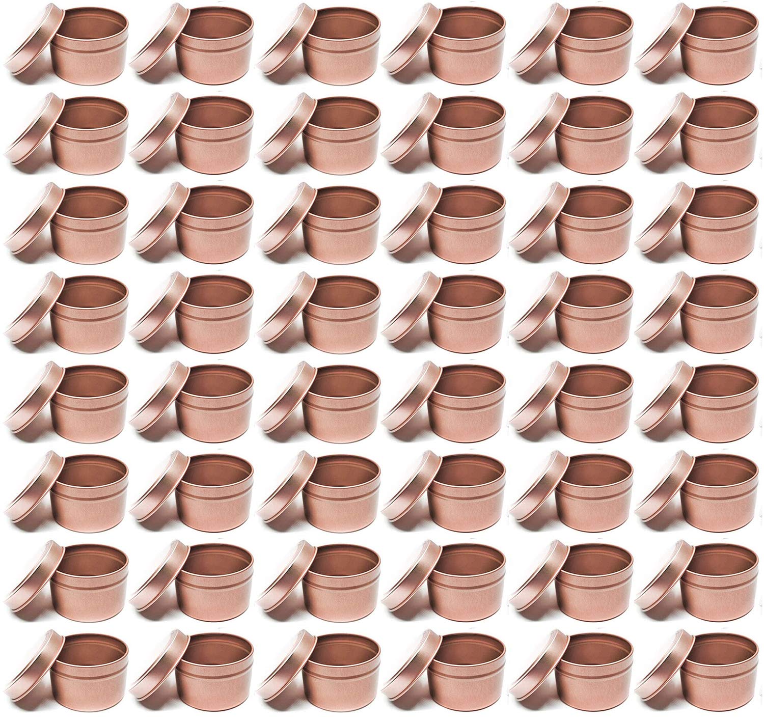 Kerze Gläser mit Deckel für Kerzen, Der, Kerze Machen Kits Umfassen 48 Pack 8 Unzen Metall Kerze Dosen, 50 baumwolle Dochte, 40 Docht Aufkleber, DIY Kerze Handwerk Geschenk Set (8OZ, Rose Gold)