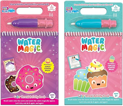 Water Magic (paquete de 2 – Cupcake and Donut) – Almohadillas patentadas de actividades de revelación de agua reutilizables con aroma gourmet – Sin