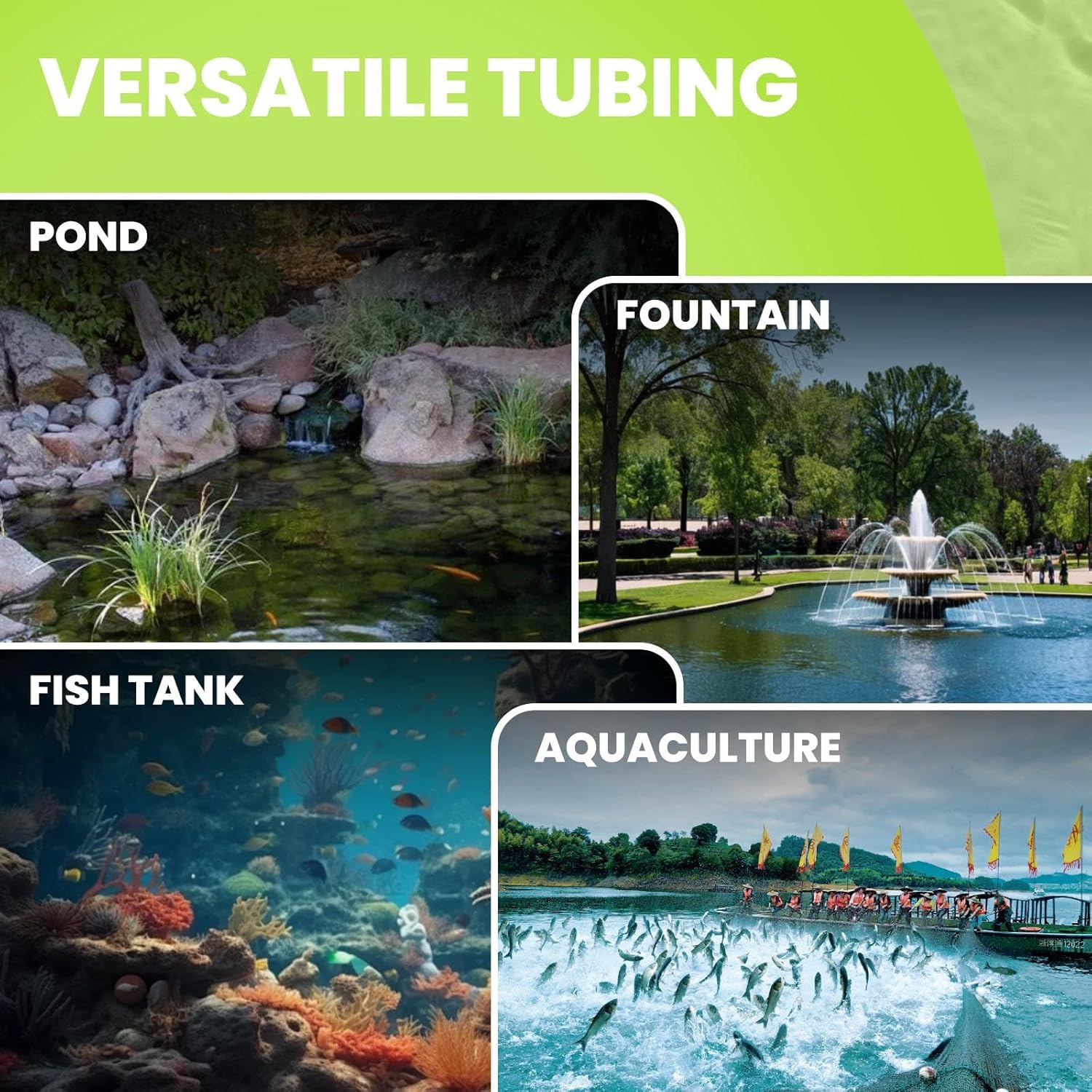 【328 FT 3/8 Hose】pond hose - Weighted Hose for Pond Aeration & Fish Breeding, Anti-Clog & Weather Resistant, Compatible with Pond Air Pump Aerator Outdoor