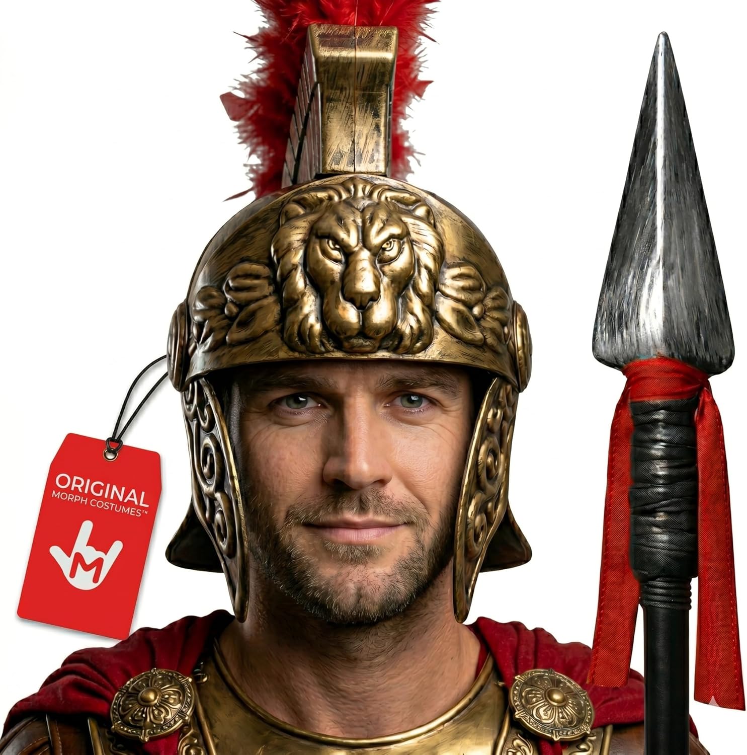 Nicky Bigs Novelties Morph Medieval Roman Knight Helmet and Spartan Spear Set Romans Gladiator Costume Prop Weapons Adult