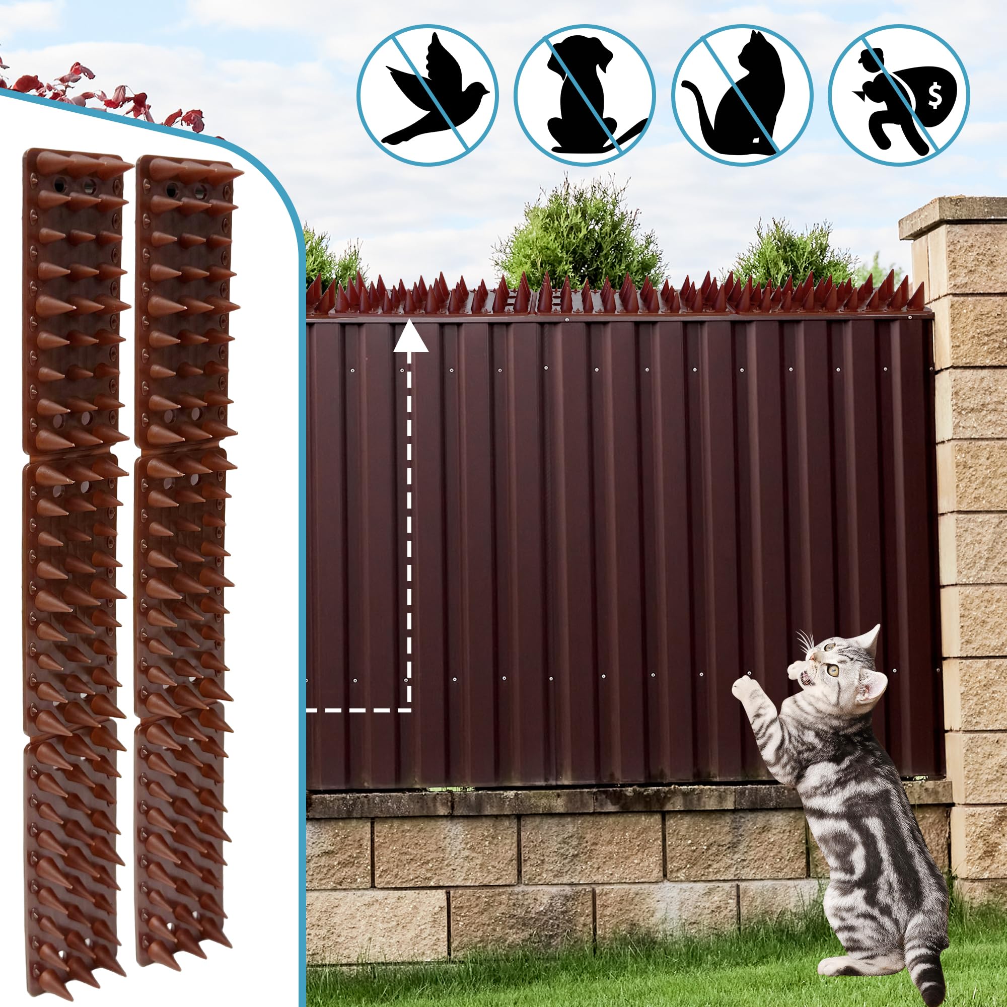 KOKMEYA - Puntas de paloma, marrón, paquete de 12, puntas de pájaro para exteriores para mantener alejadas a los gatos, mapaches, ardillas y palomas, puntas para gatos para jardín interior y exterior — view 6