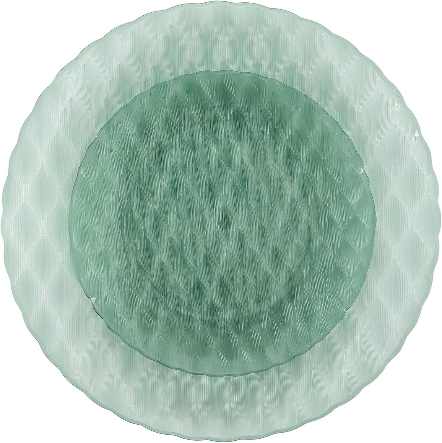 PLASTICPRO 32 Pack Plastic Dishes Set of 16-10 inch Plates and 16-7 inch Plates, Elegant Translucent Green Disposable Fancy Tableware Premium Heavyweight - Image 4