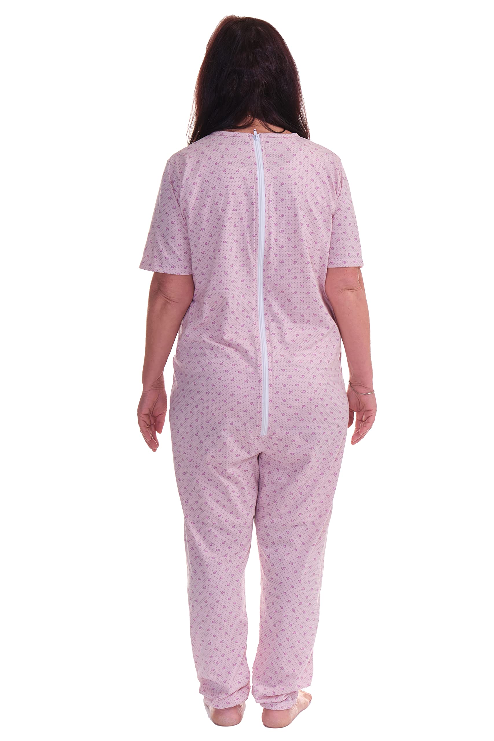 FERRUCCI COMFORT Pijama Tutone Sanitario Sentimiento Manga Corta 1 Cremalleras/Cremallera Trasera Espalda Verano (Rosa, L)