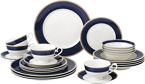 Juego de vajilla de 24 piezas-Bone China, servicio para 4 por Lorren Home Trends