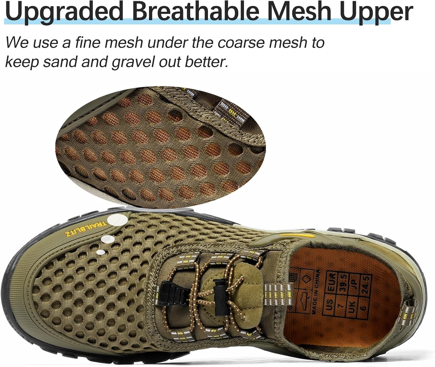 Water Shoes Men Hiking Fishing Boat Arch Support 10.5, ArmyGreen