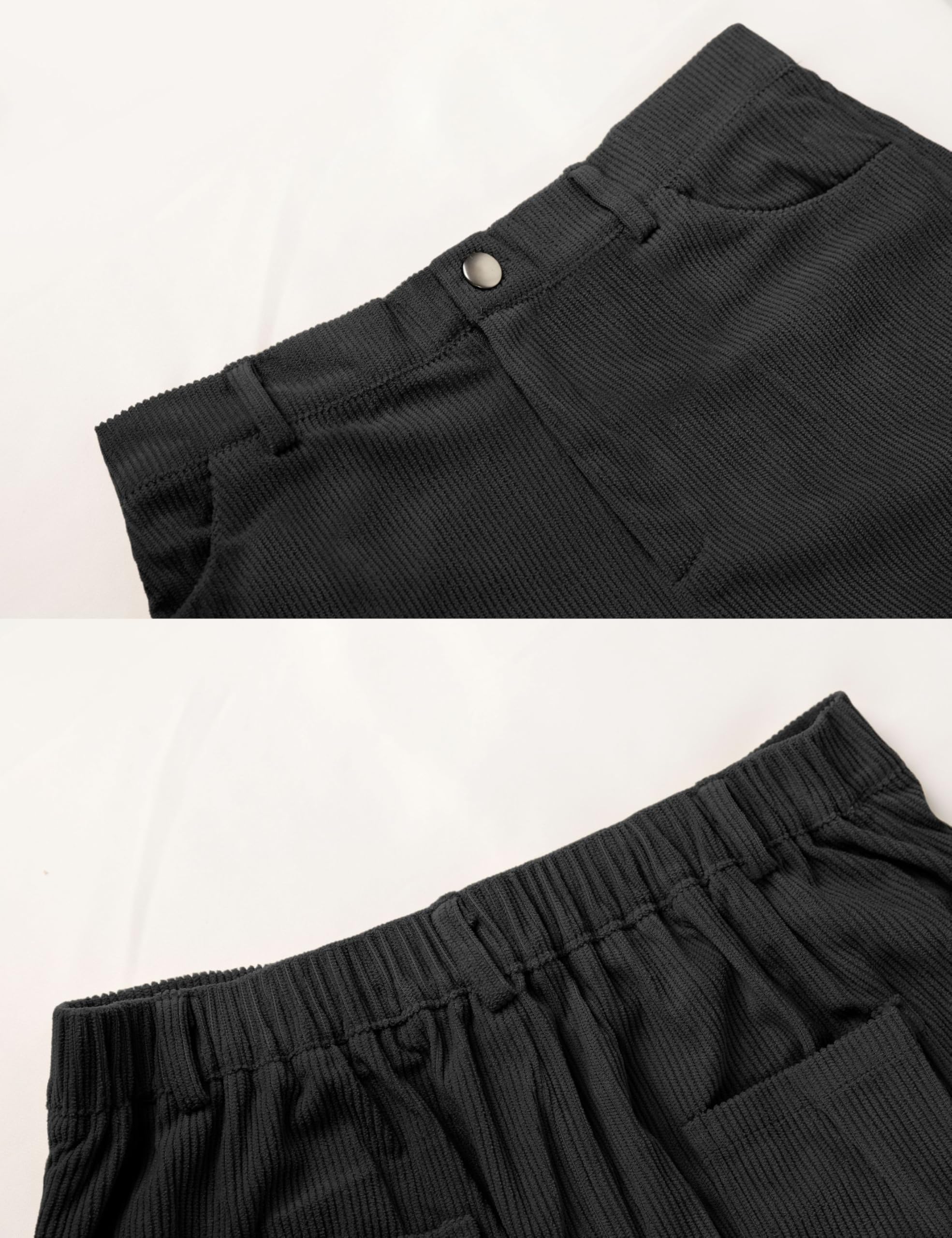 Himosyber Corduroy Pants for Women Casual Elastic High Waist Stretchy Wide Leg Pants Loose Fit Comfy Trousers with Pockets