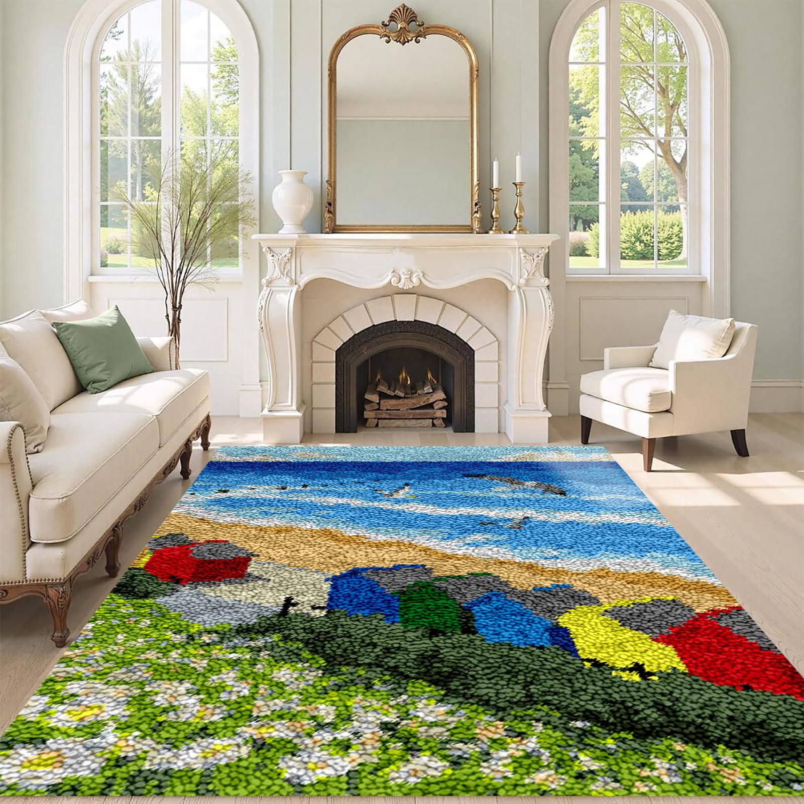 Kit per la Creazione di Tappeti Adulti Kit di Tappeti con Gancio a Scatto Fai da Te 140x180 cm Grande Artigianale con Gancio a Scatto Kit Tappeto Set Arazzo Modelli Stampati Decorativi