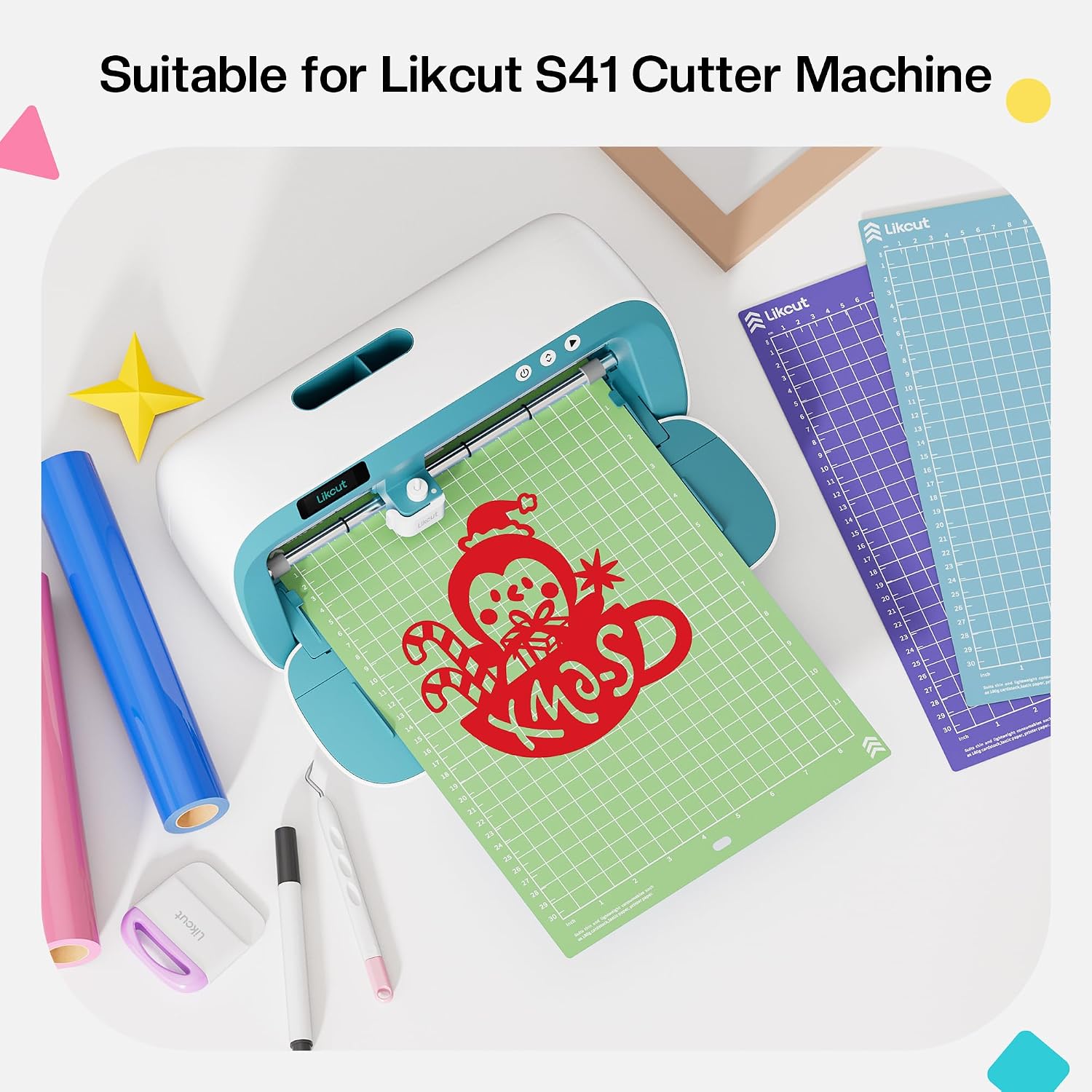 Likcut Cutting Mat for S41 Vinyl Cutter - 8.5" x 12" Cutting Mats (Standard, Light, Strong Adhesive 3 Mats) Compatible with Cricut Joy Xtra for Craft DIY Paper, Vinyl, Cardstock, Craft