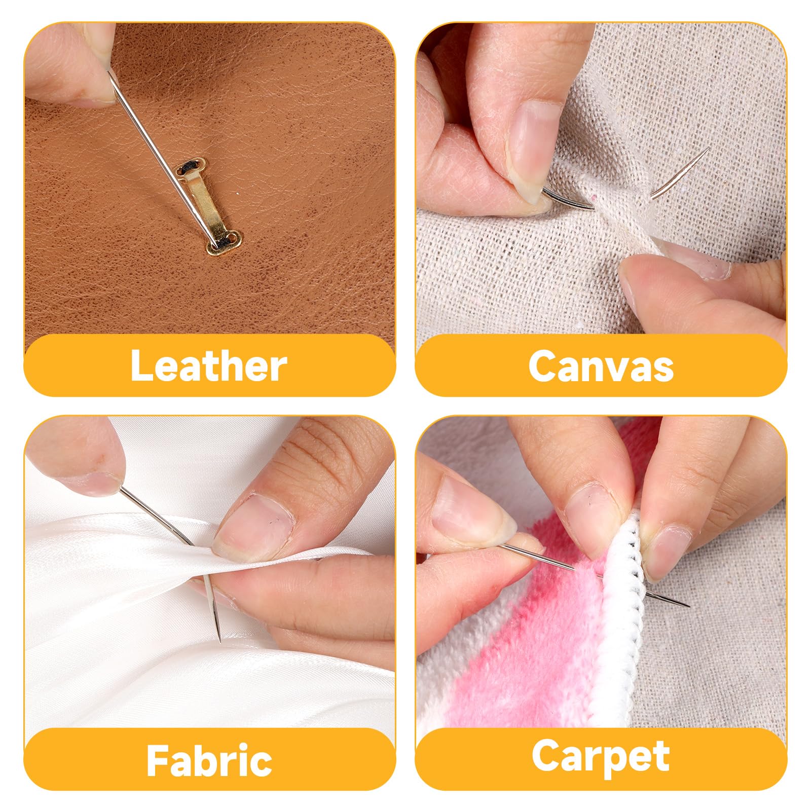 XCZYN Naald en Draad Set Professionele Haarverlenging Tools 10Pcs Gebogen Naald Met 3Pcs Draden Beige Bruin Zwart Voor Pruik Doe-Hand Naaien Haar Weven