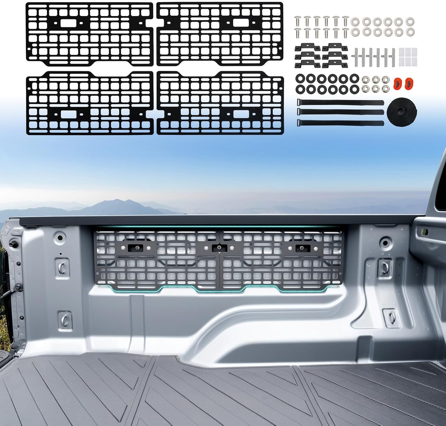 Side Truck Bed Molle Panel Rack System Compatible with 2023-2025 Chevy Colorado/GMC Canyon 5FT Accessories Cargo Storage Organizer Tools Rack Fit for 23-25 Chevrolet Colorado Accessories Side Bed Molle Panel