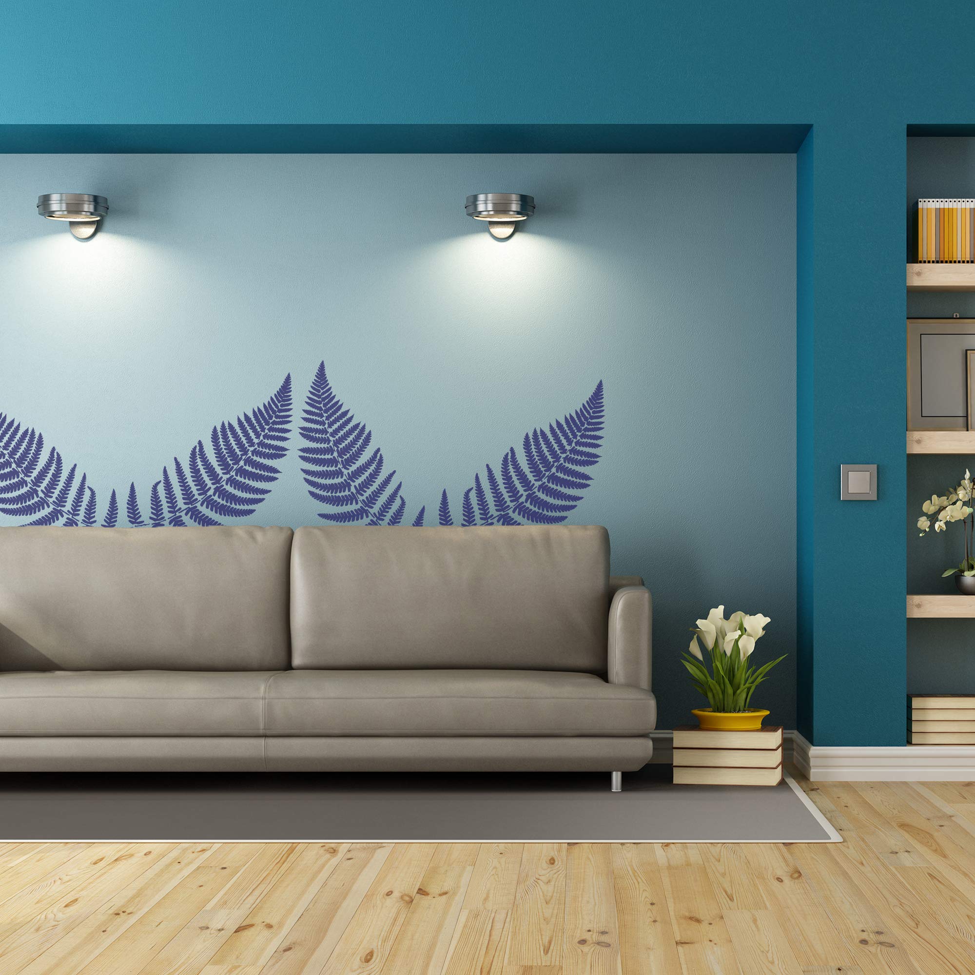 NAKLEO Große Malschablonen 43x64 cm, Farn Blatt Wedel Zweig Muster, Wiederverwendbare Kunststoff Wandschablone, Dekoration DIY Handwerk, Holz Wand Stoff Stein