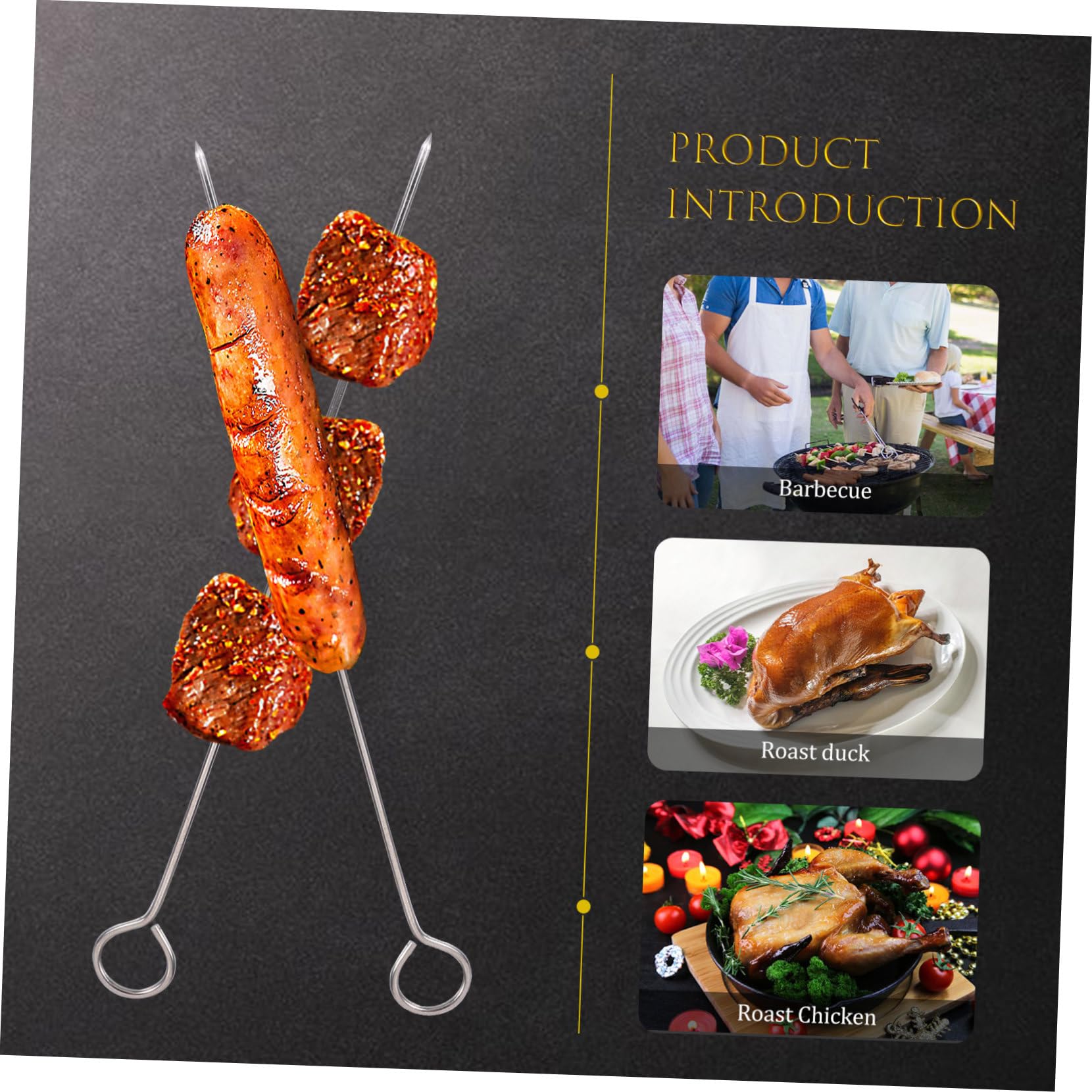 Brochettes De Barbecue En Acier Inoxydable - Lot De 24 - Longueur 30 Cm - Réutilisables, Faciles à Nettoyer - Pour Viandes, Légumes, Grillades