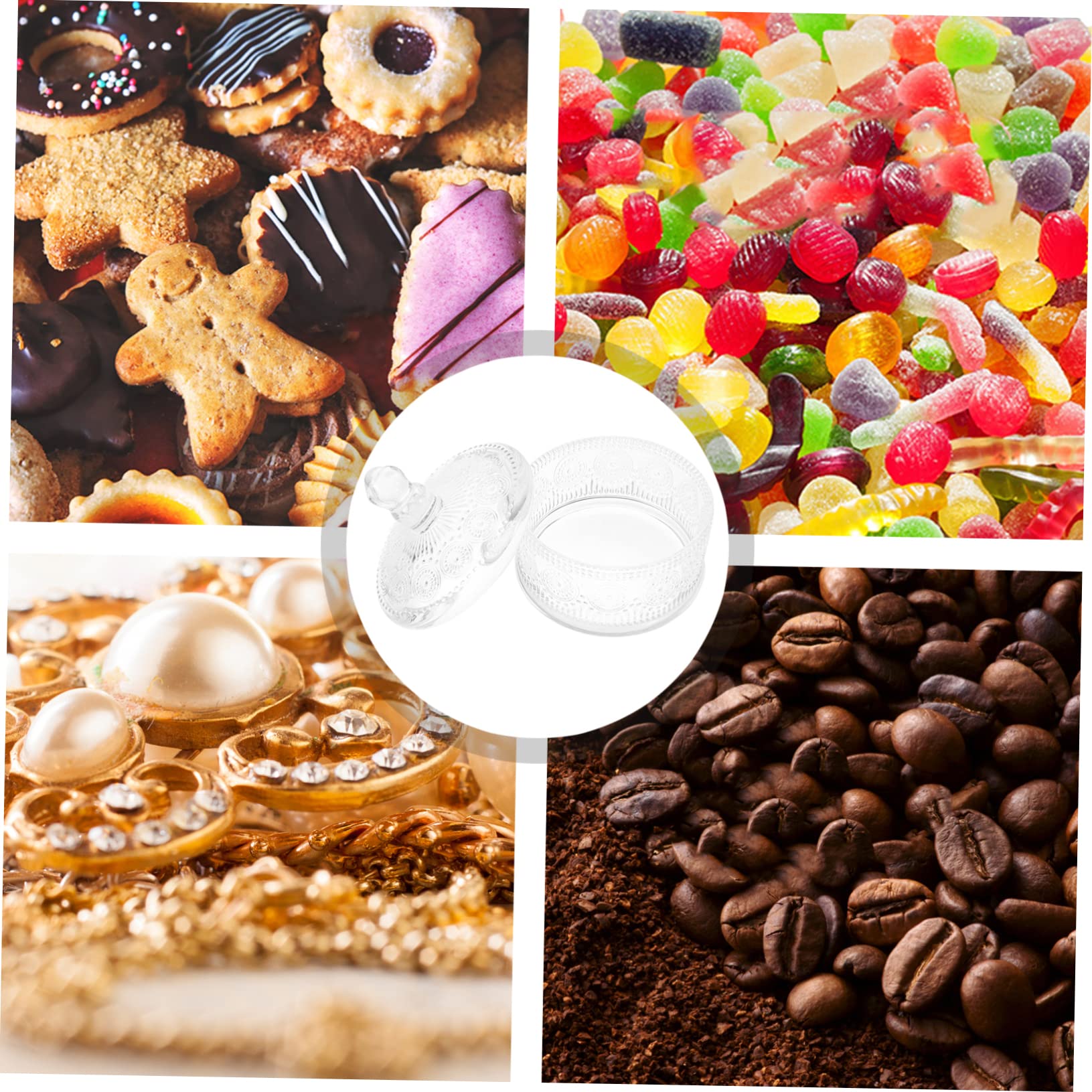 SOLUSTRE Barattolo di Vetro con Coperchio Contenitore Decorativo per Caramelle e Snack Barattolo Trasparente per Conservazione Alimenti per Uso Domestico e Ufficio