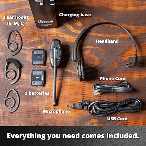 Miniatura 7 de Discover D904 Sistema de auriculares inalámbricos DECT convertibles de oficina con tiempo de conversación ilimitado para profesionales, funciona con