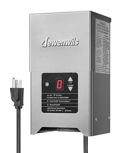 DEWENWILS Transformador de paisaje de bajo voltaje de 300 W con fotocélula, transformador de bajo voltaje de 120 V CA a 12 V15 V CA, transformador
