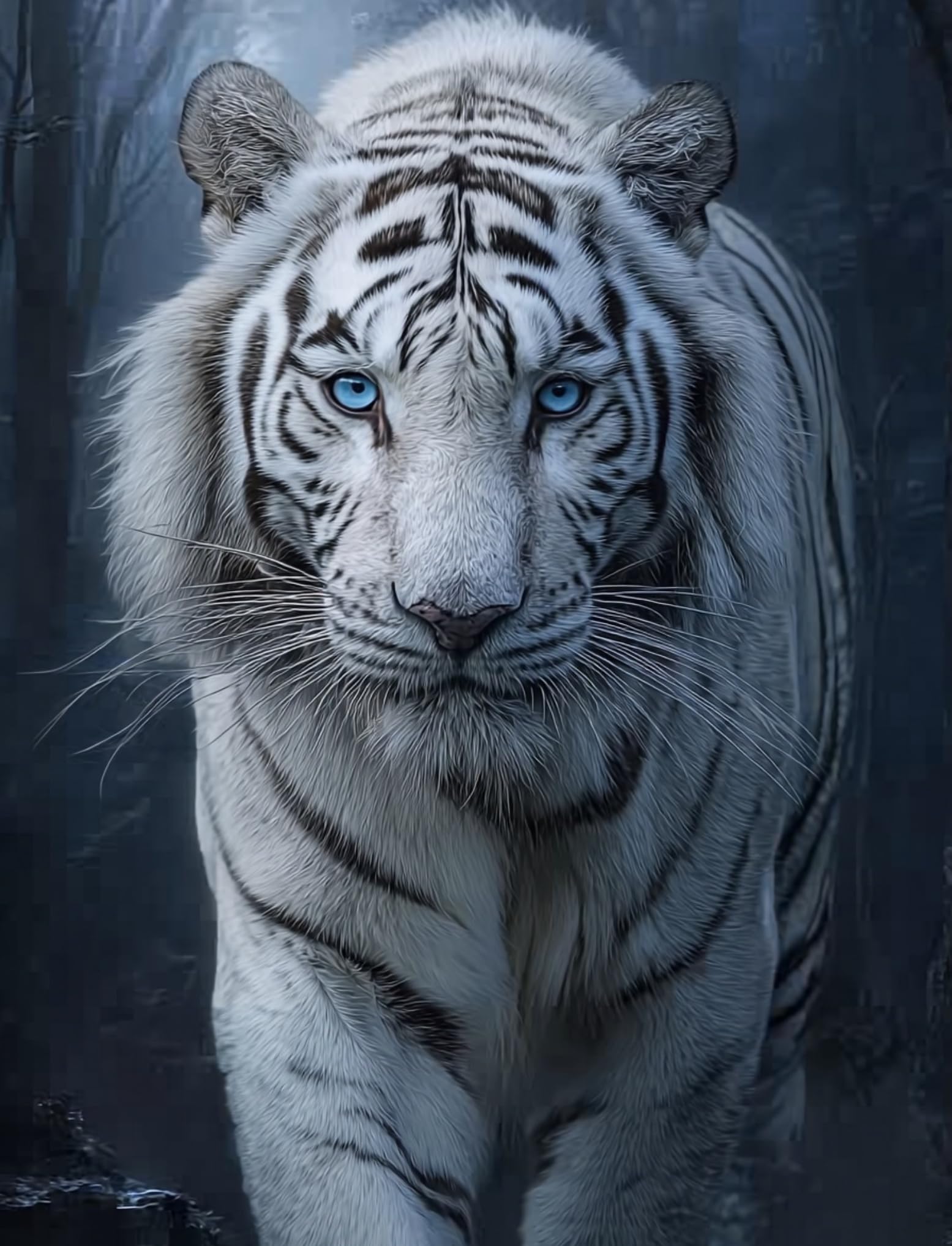 WANGWANGMIAO Paint by Number for Adults White Tiger Eyes,Painting by Numbers Kits for Beginners,Colorful Oil Paints Craft Art for Home Wall Decor Gift 20X16Inch，with Frame