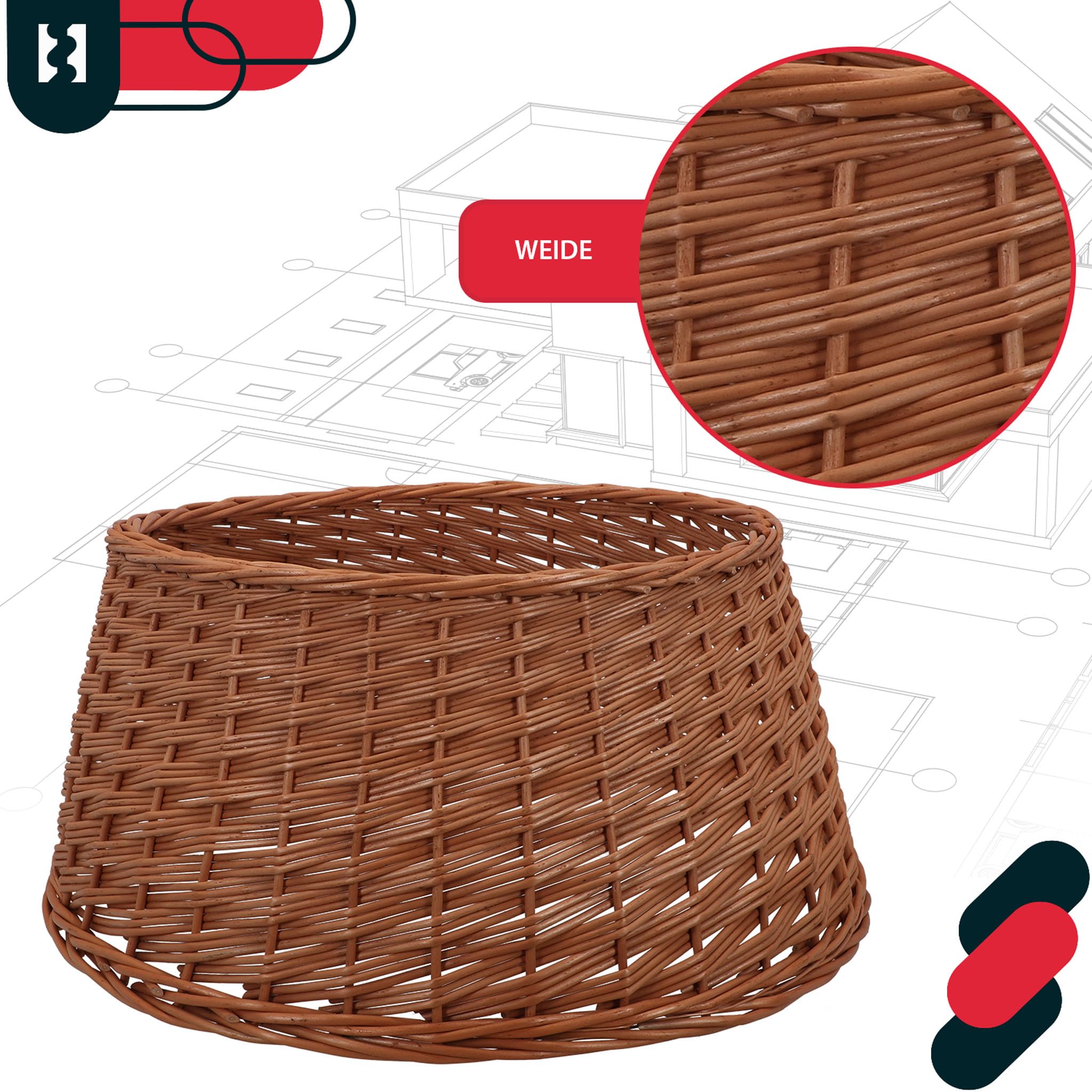 KOTARBAU® Copertura per Albero di Natale Ø 60 cm Naturale Supporto in Rattan Cesto Copri Base