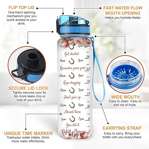 Vista 36 de Hyturtle Botella de agua motivacional personalizada con texto en inglés "I Know I Hunt Like A Girl" de 32 onzas, nombre personalizado con marcador