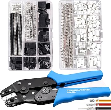 Taiss 1160PCS JST-XH & Dupont Connector Kit 2.54mm 2/3/4/5/6Pin Housing + Ratcheting Wire Crimper