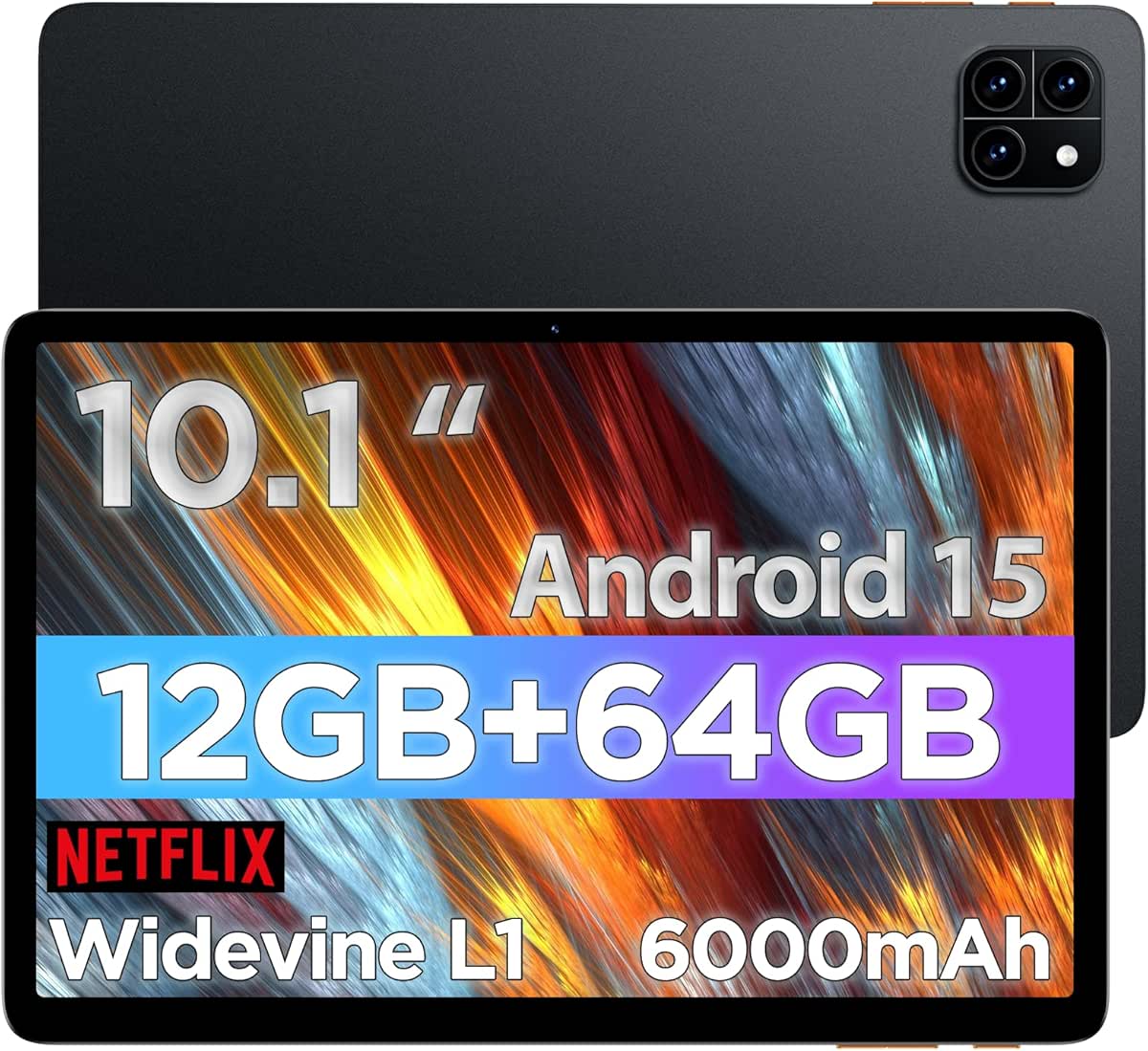 Callsky-Tab Android Tablet, 10.1 inch Android 15 Tablet with Octa-core Processor RAM 12GB ROM 64GB(Up to 2 TB), 800x1280 Resolution, WiFi 6 &amp; Bluetooth, Dual Speakers, 5MP+8MP, 6000mAh, Tablets 2025